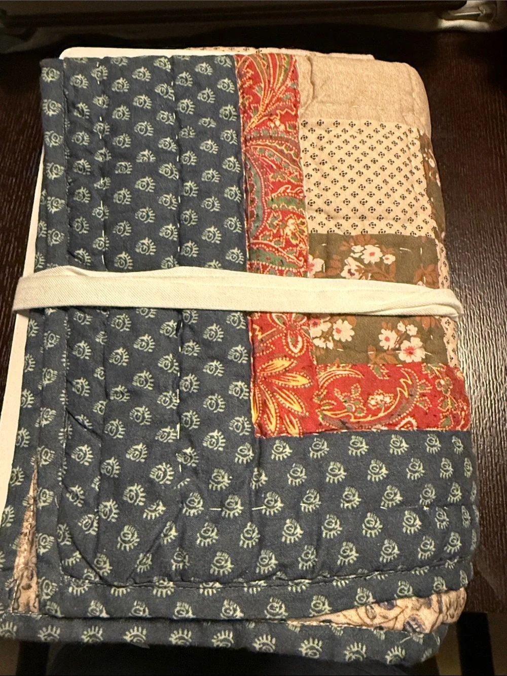 Pottery Barn Mila Patchwork King Sham - Blue Multi Reversible 36” x 20”